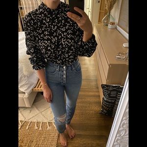 Zara High Neck Crinkle Blouse